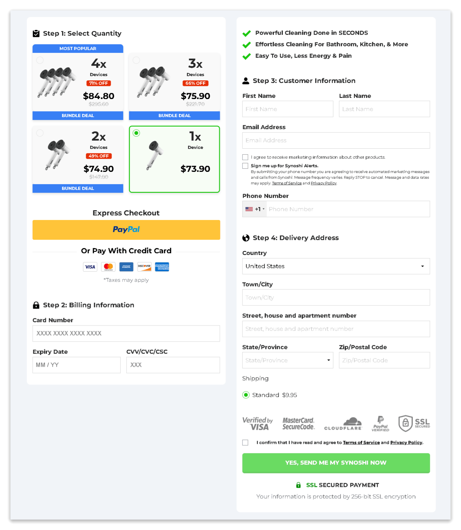 Synoshi secure checkout page